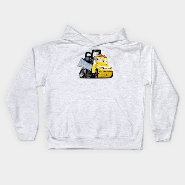 Cartoon Lkw Truck with Crane Kids Hoodie by Mechanik